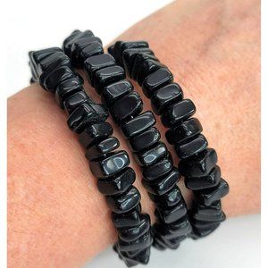 Black Stone Wired Bracelet Flexible Size DH781